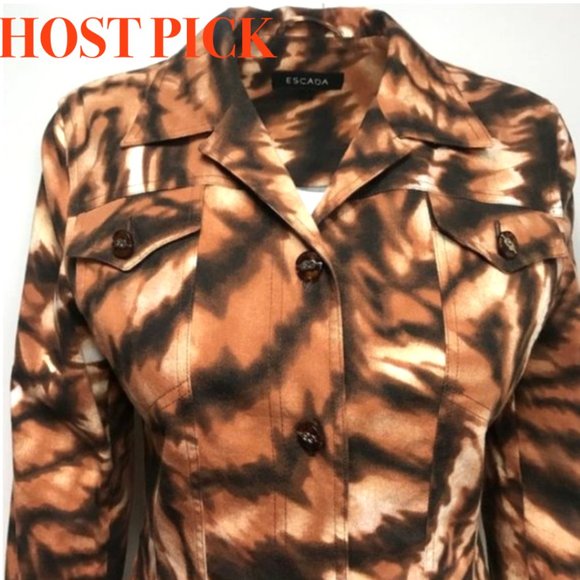 Auc Vintage Escada animal print denim jacket - Picture 1 of 9
